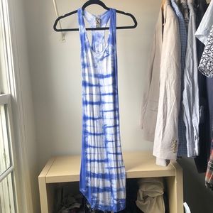 Blue and white bodycon dress